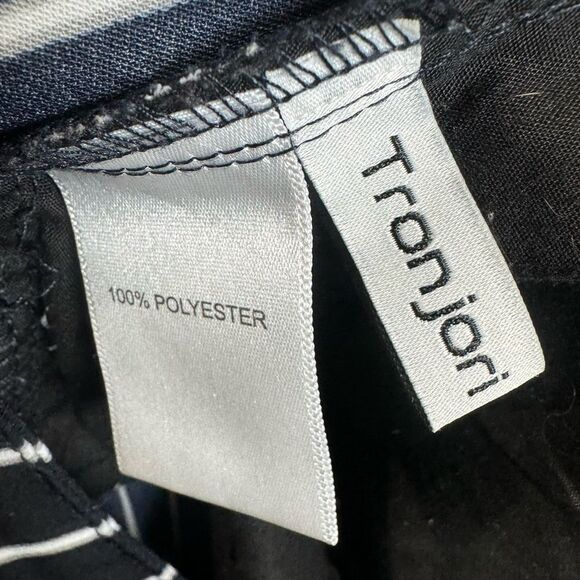 Navy gray and white pinstripe pleated palazzo wide leg trouser pants size large - Picture 9 of 10